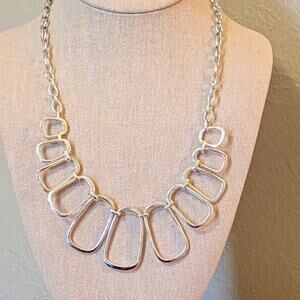 Silver Tone Loop Statement Necklace by St. Thomas